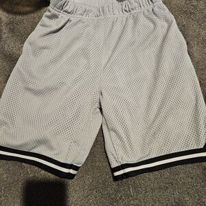 Old Navy Kids Gray Mesh Shorts with Striped Hem